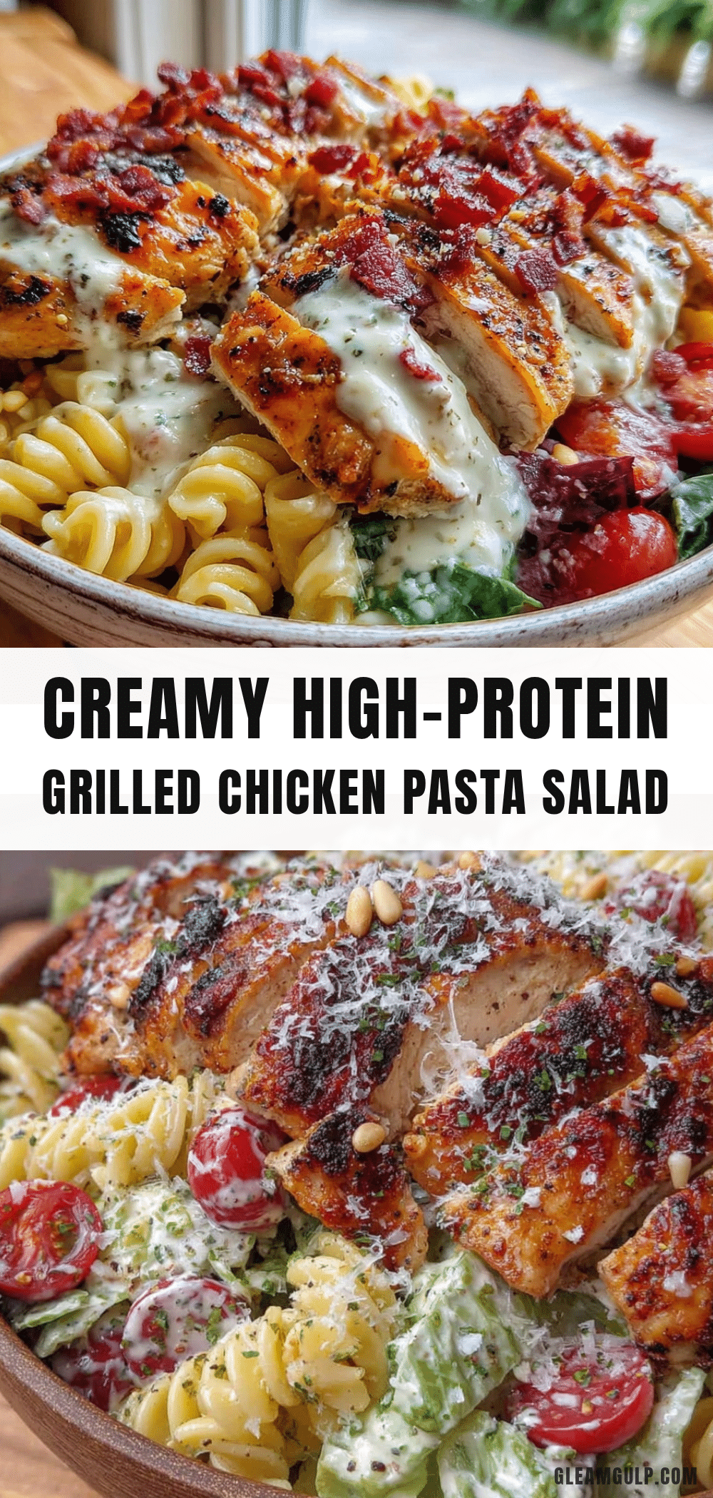 healthy high-protein grilled chicken pasta salad recipe