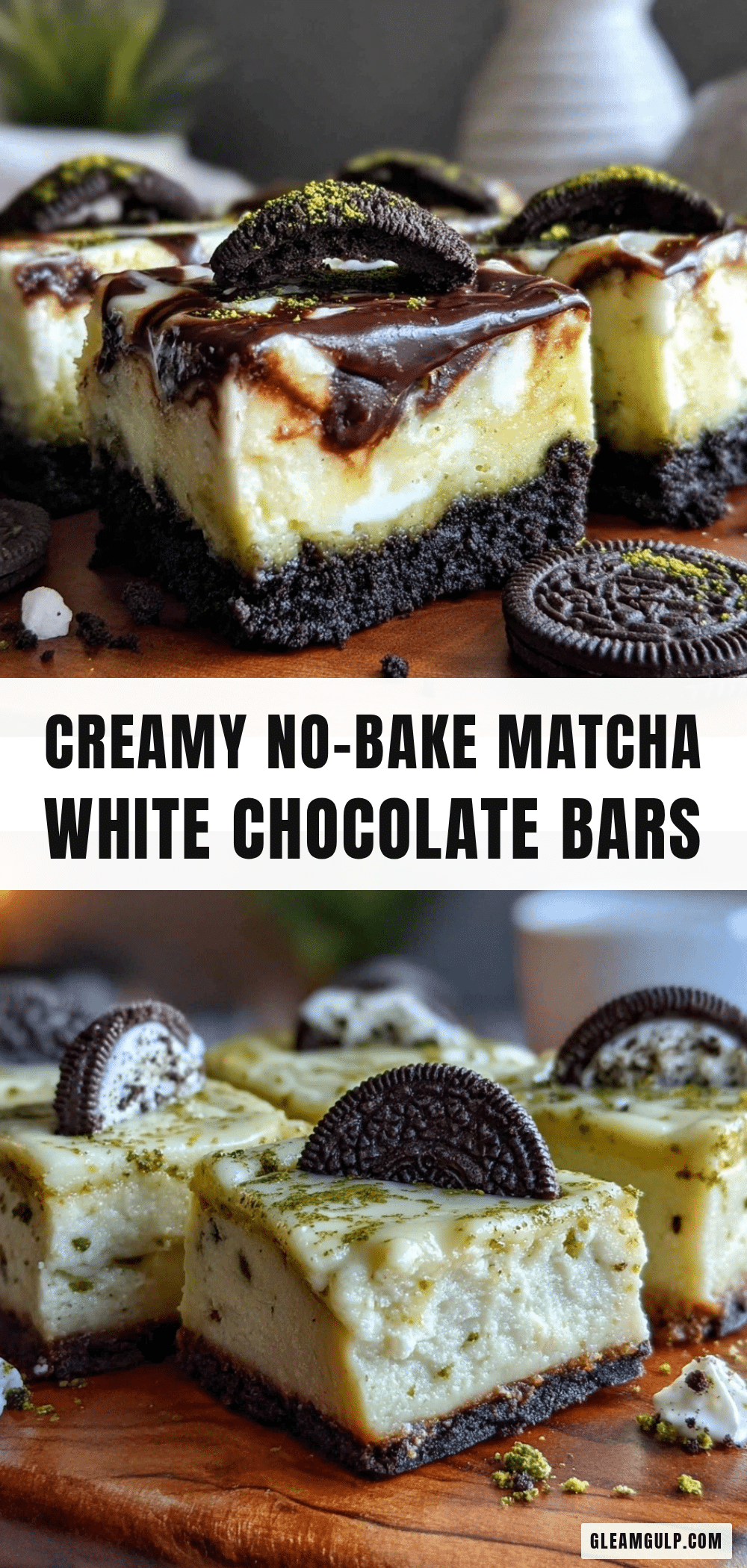 no bake matcha white chocolate cheesecake bars recipe