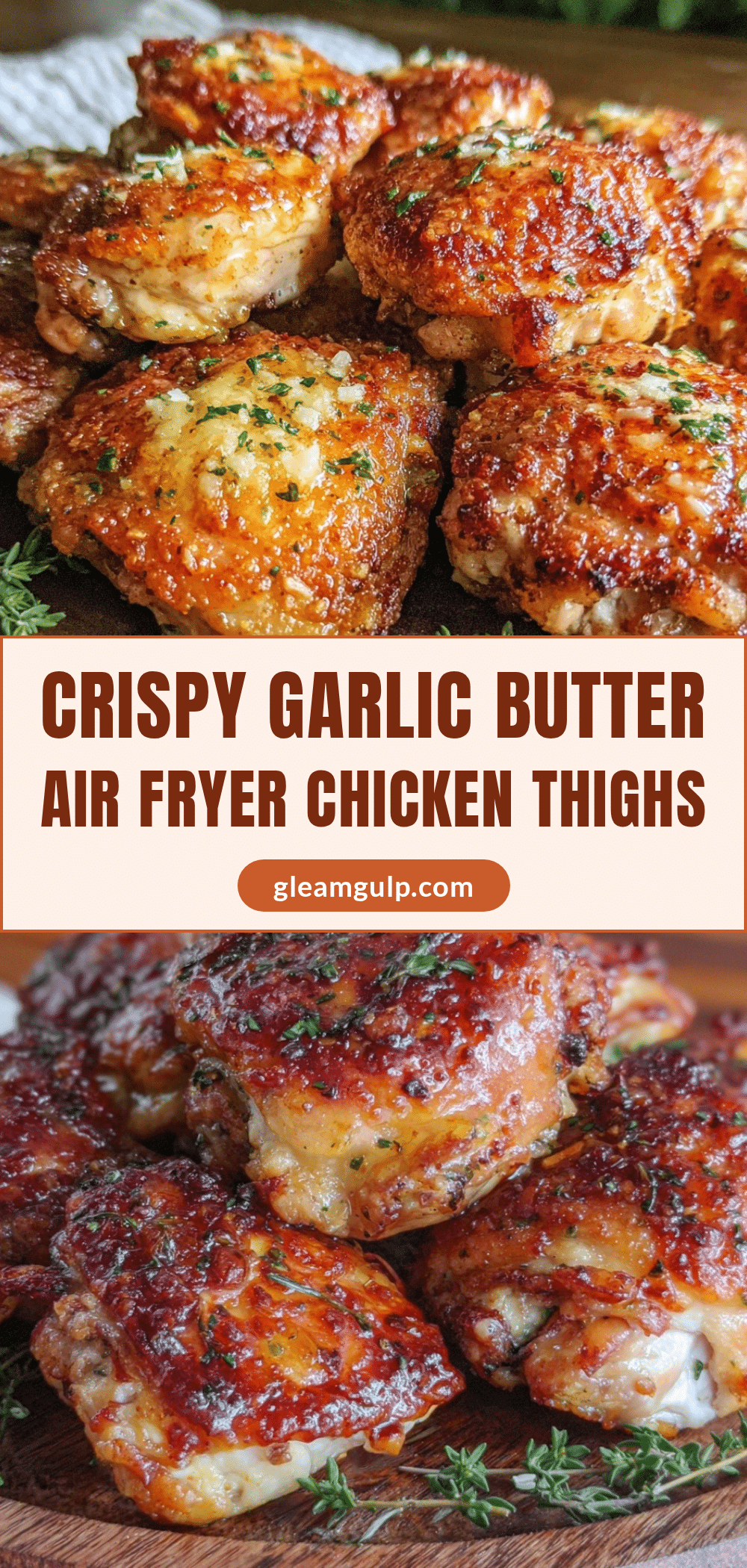 crispy garlic butter chicken thighs air fryer recipe