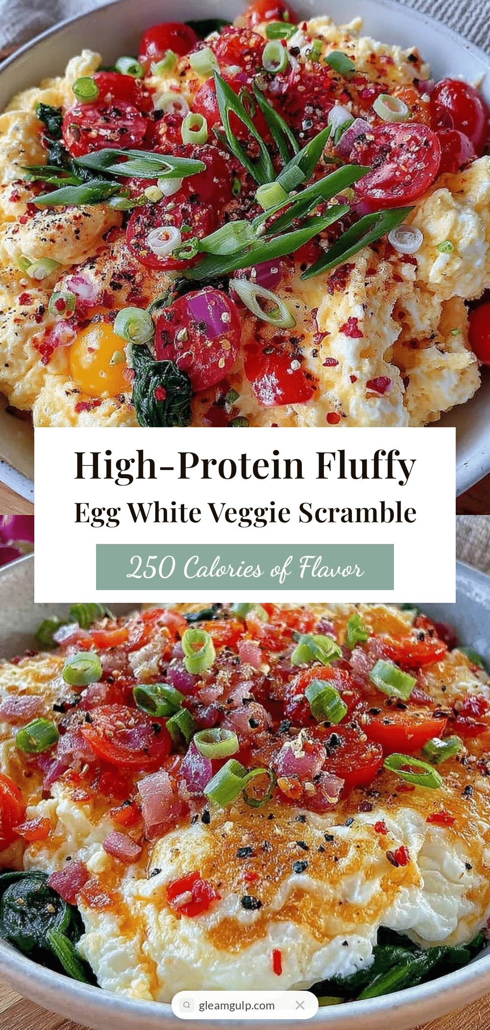 healthy high-protein egg white veggie scramble bowl recipe