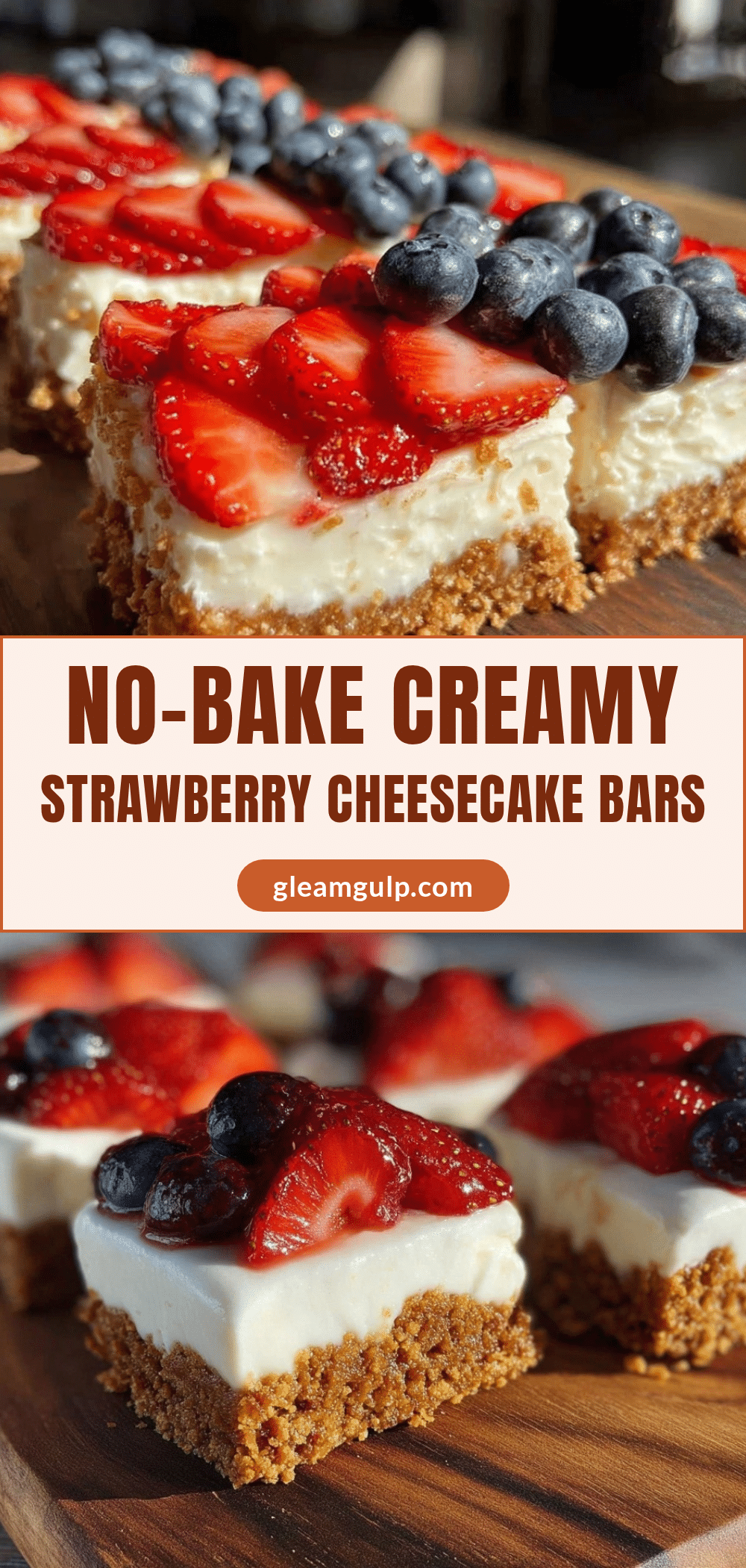 no-bake strawberry cheesecake flag bars recipe