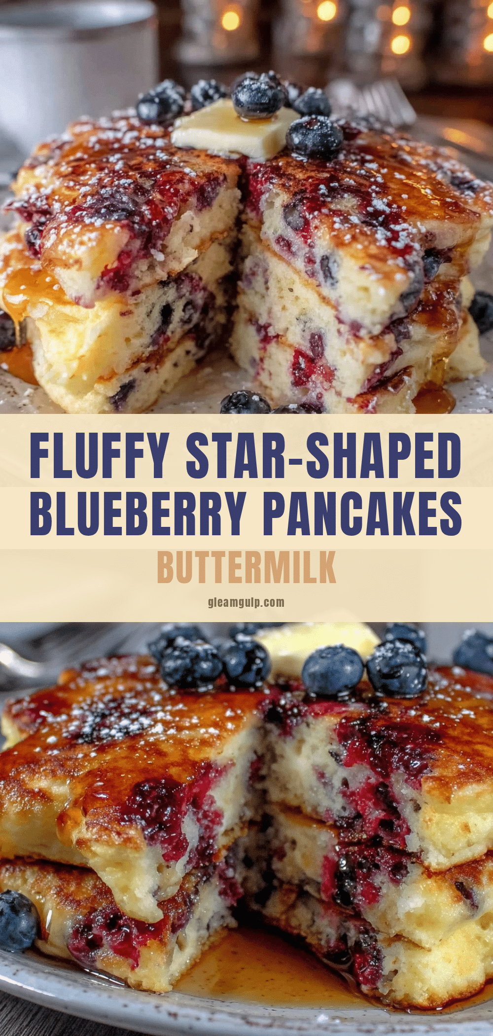 star-shaped blueberry buttermilk pancakes recipe