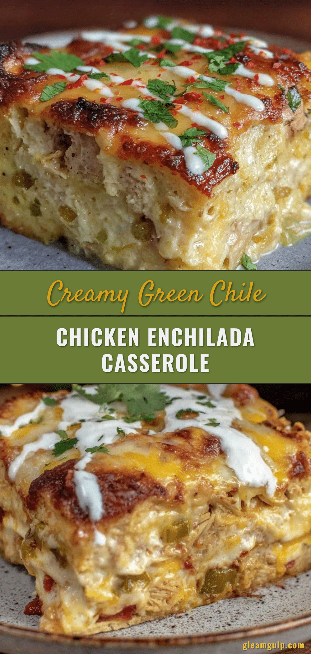 creamy green chile chicken enchilada casserole recipe