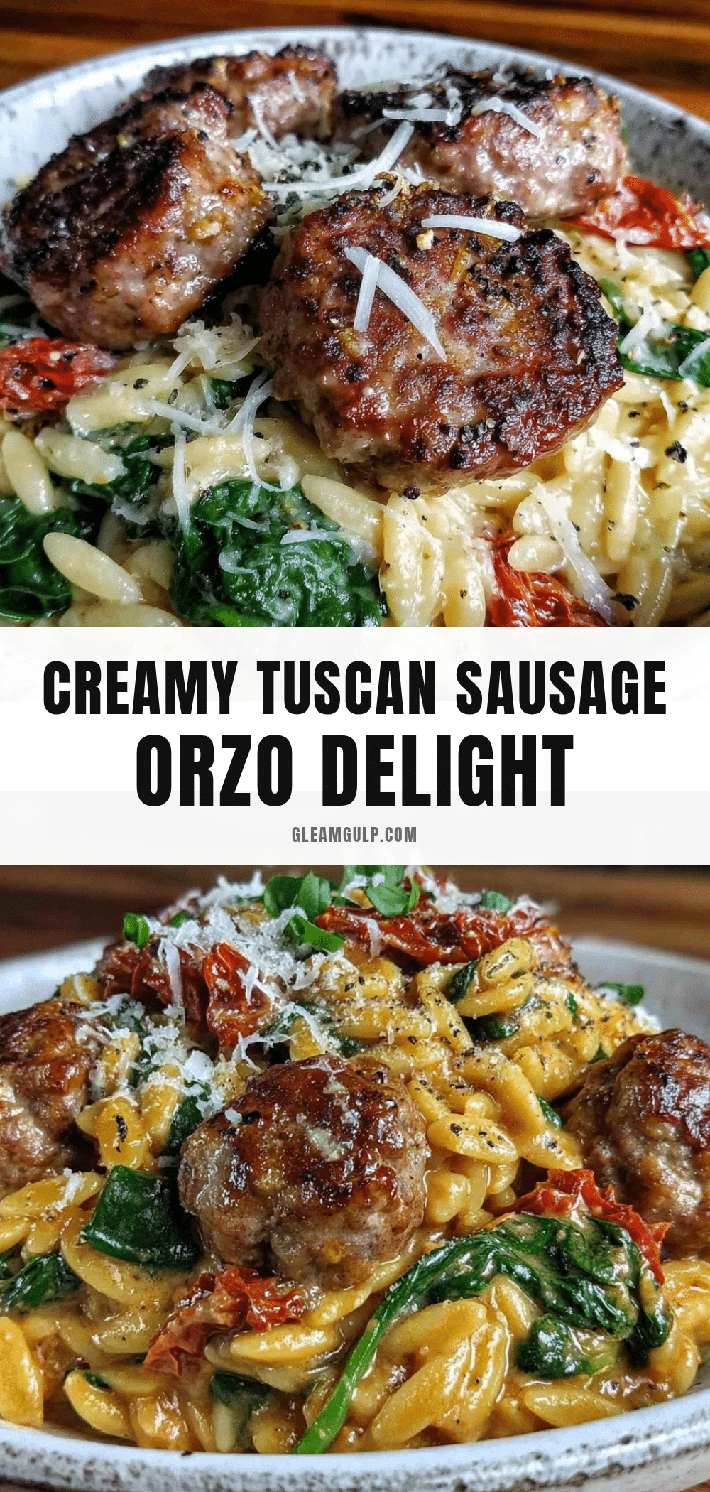 Creamy Tuscan Sausage Orzo recipe