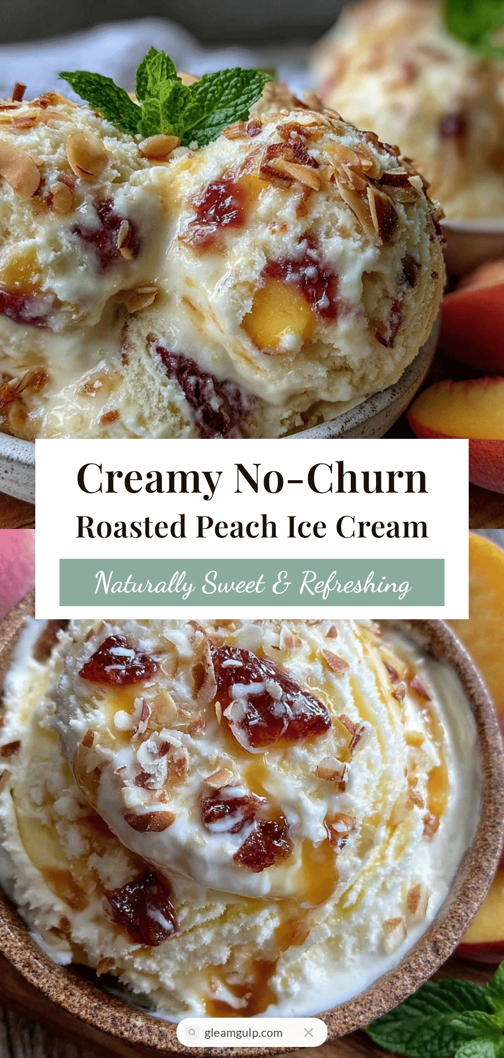 no-churn roasted peach ice cream recipe