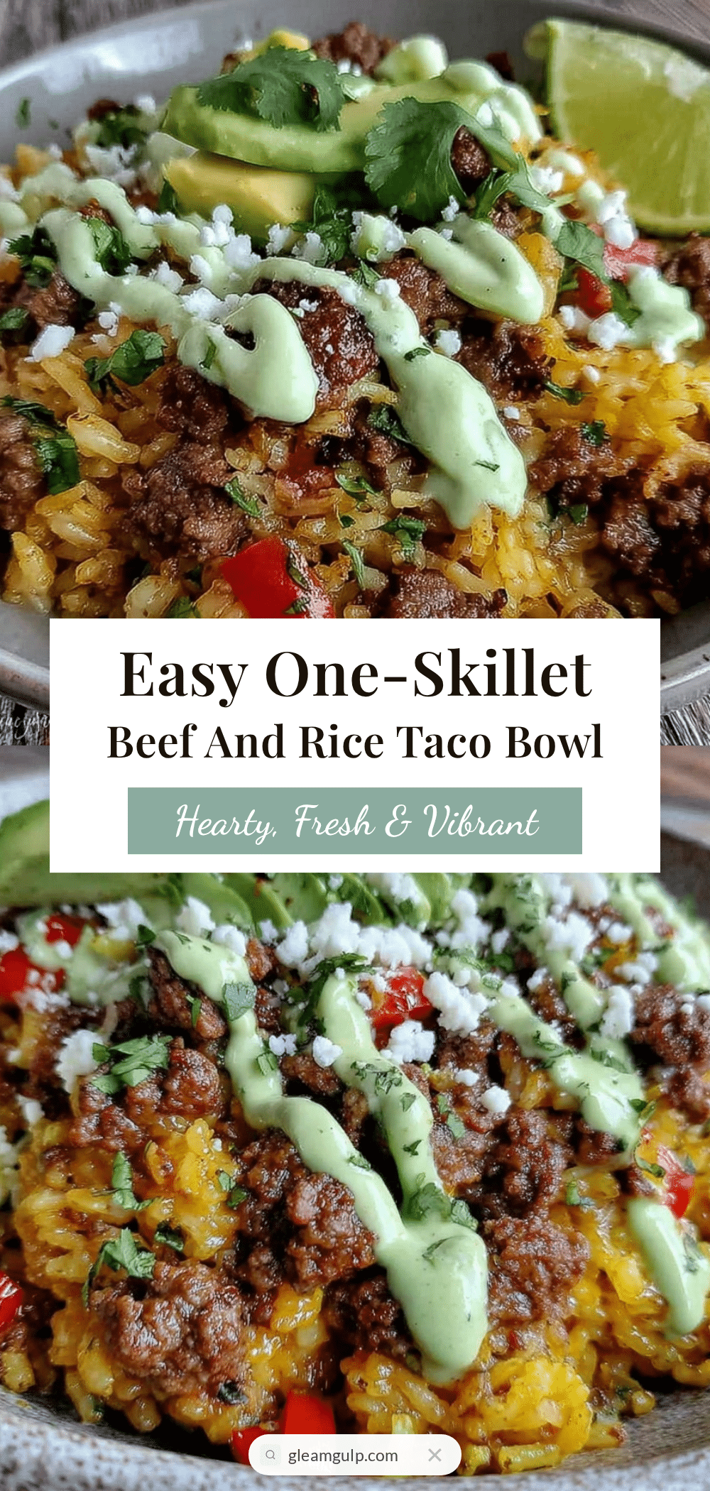 one-skillet ground beef and rice taco bowl recipe