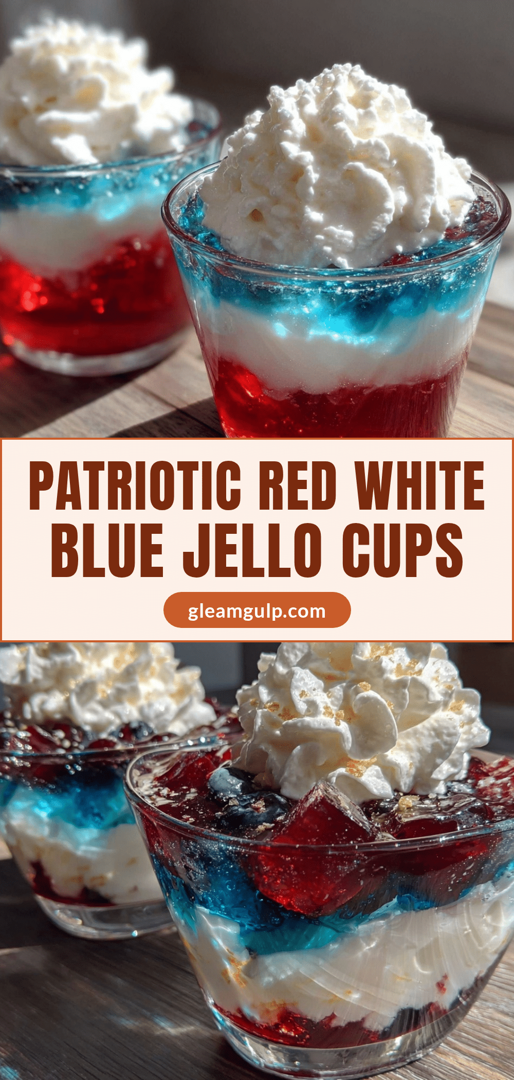 red white and blue layered jello cups recipe