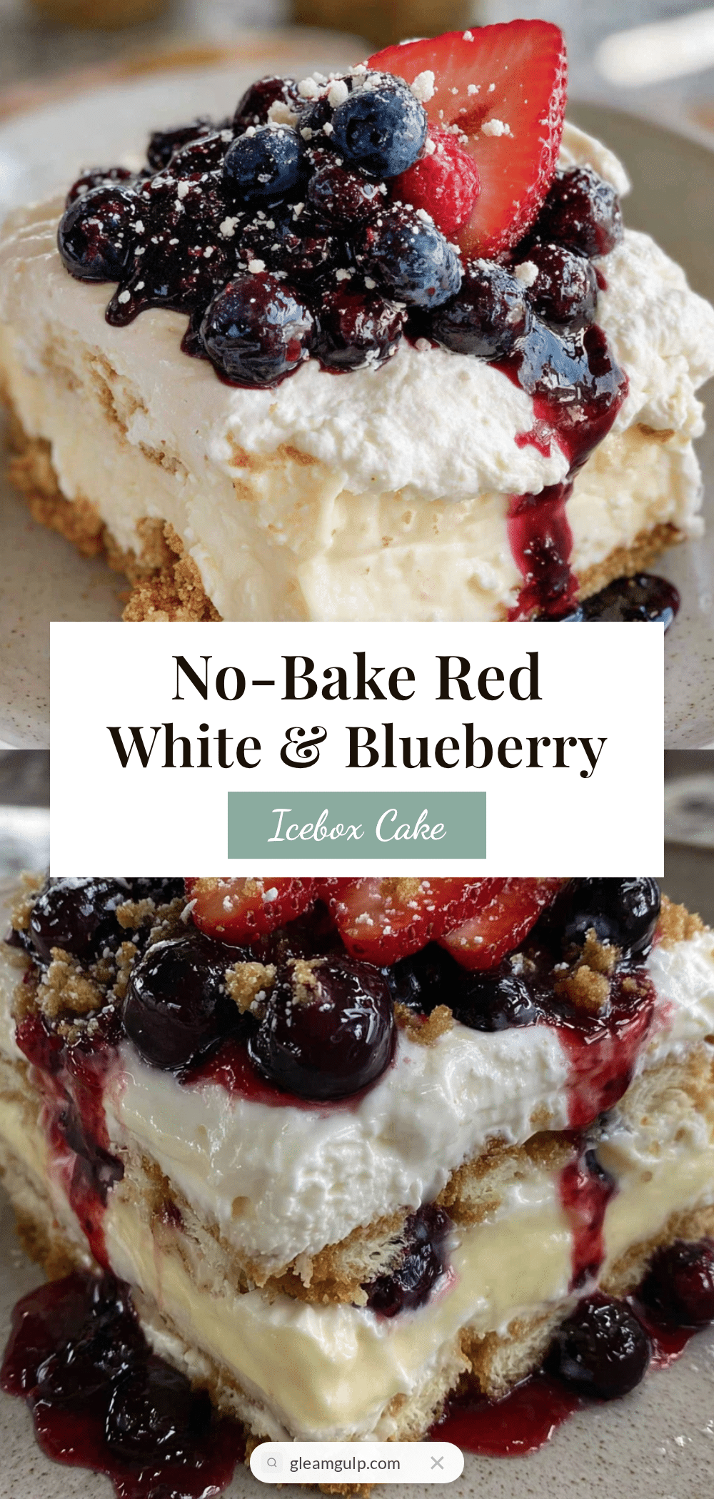 4th of July No-Bake Red White & Blueberry Icebox Cake recipe