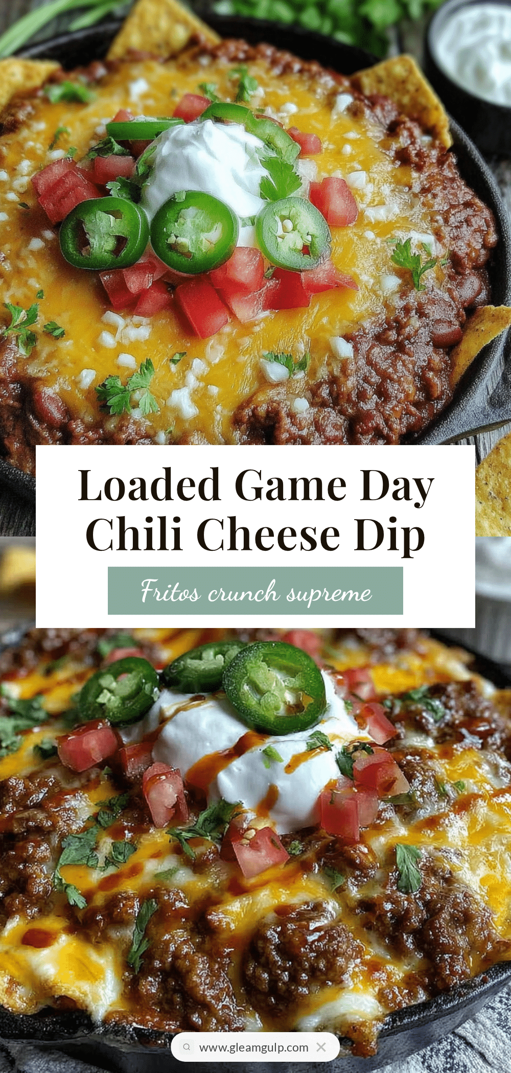 loaded chili cheese fritos dip for game day recipe