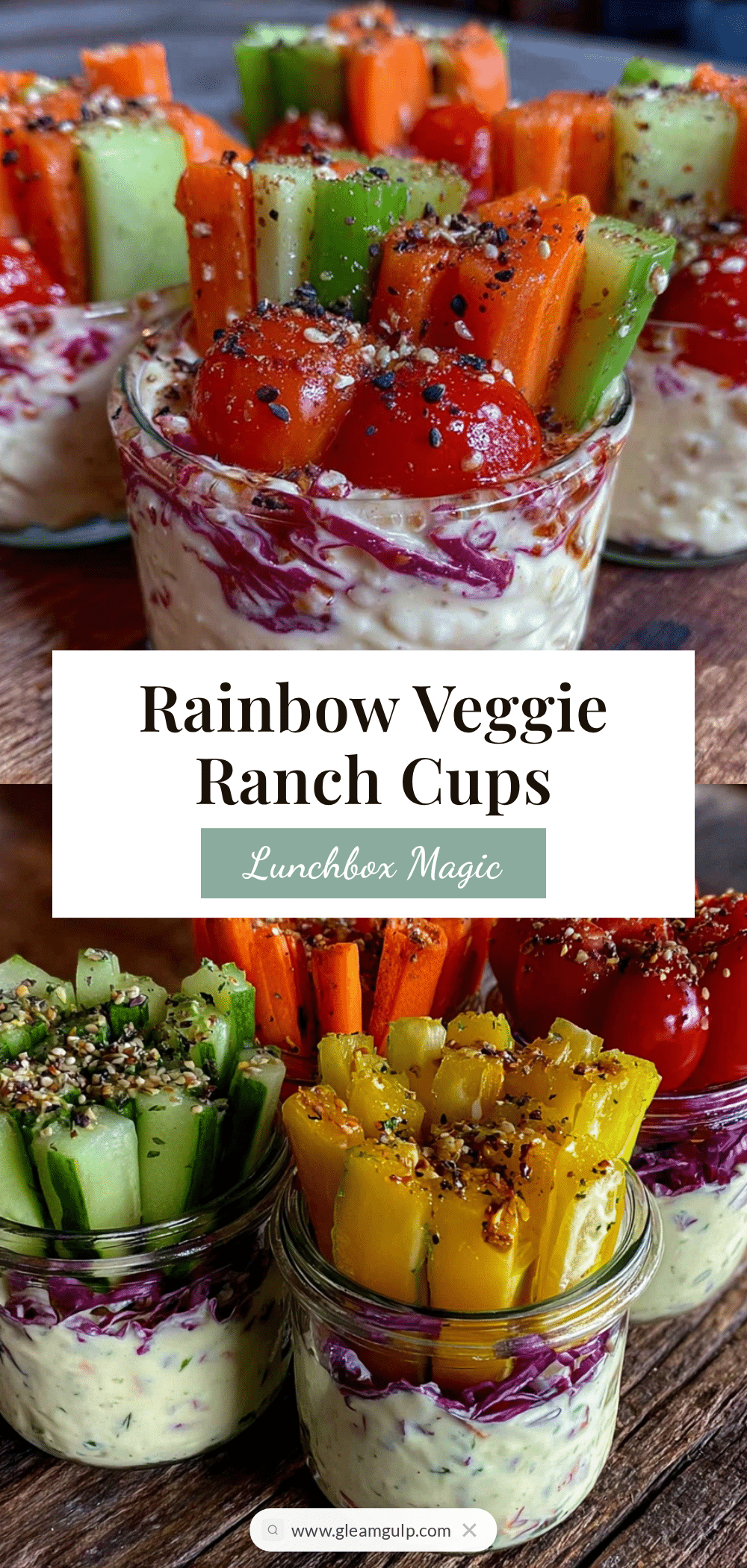 rainbow veggie ranch lunchbox cups recipe