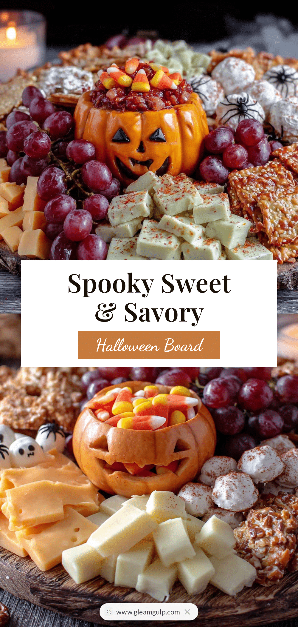 spooky Halloween charcuterie board with candy corn and cheese recipe