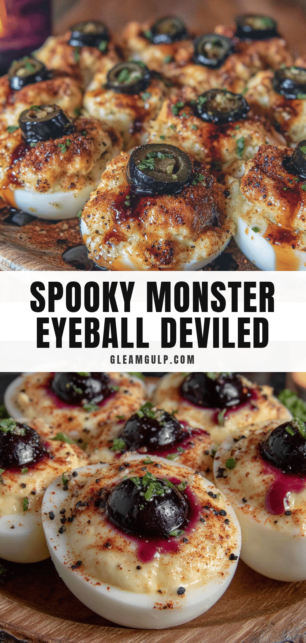 Spooky Monster Eyeball Deviled Eggs recipe