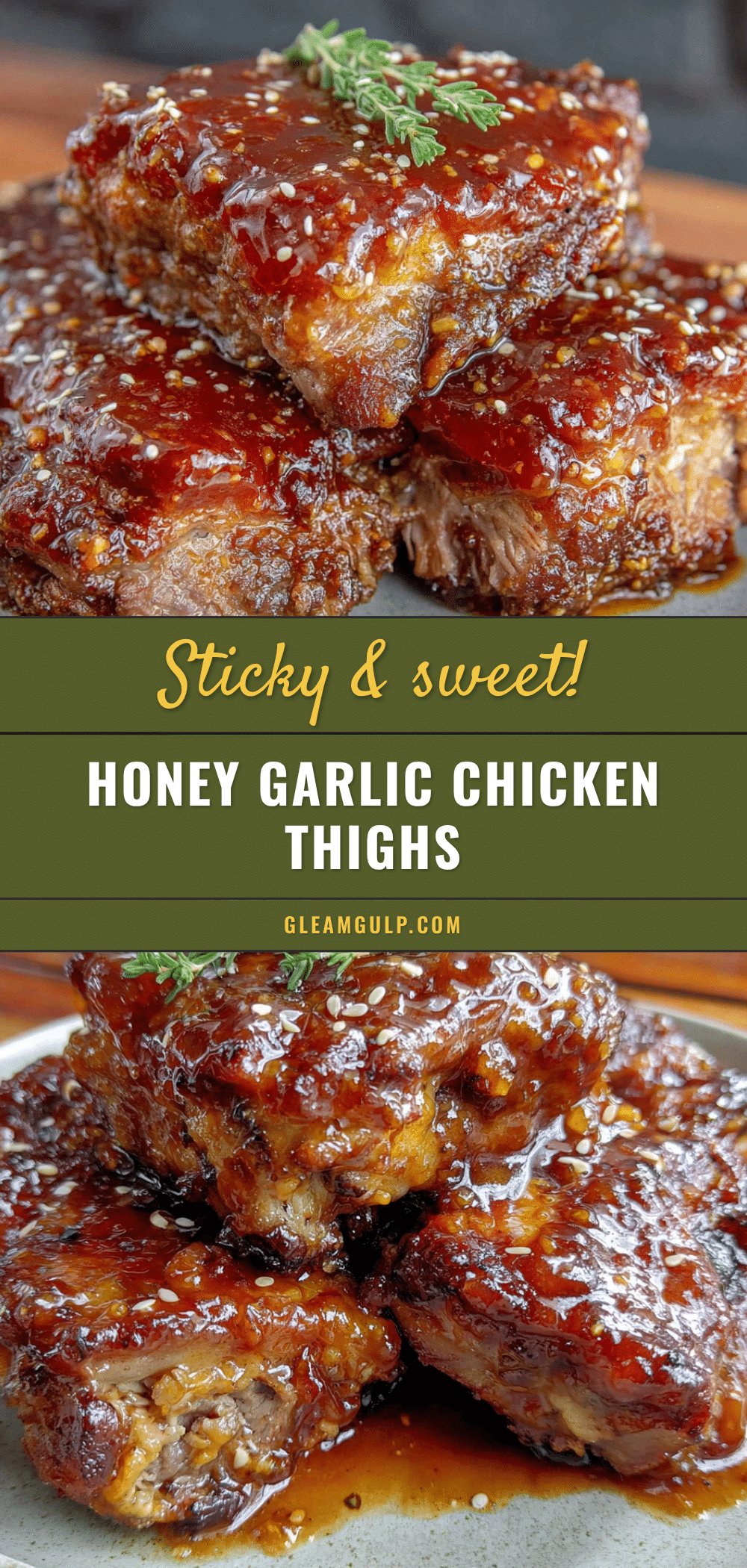 sticky honey garlic chicken thighs recipe