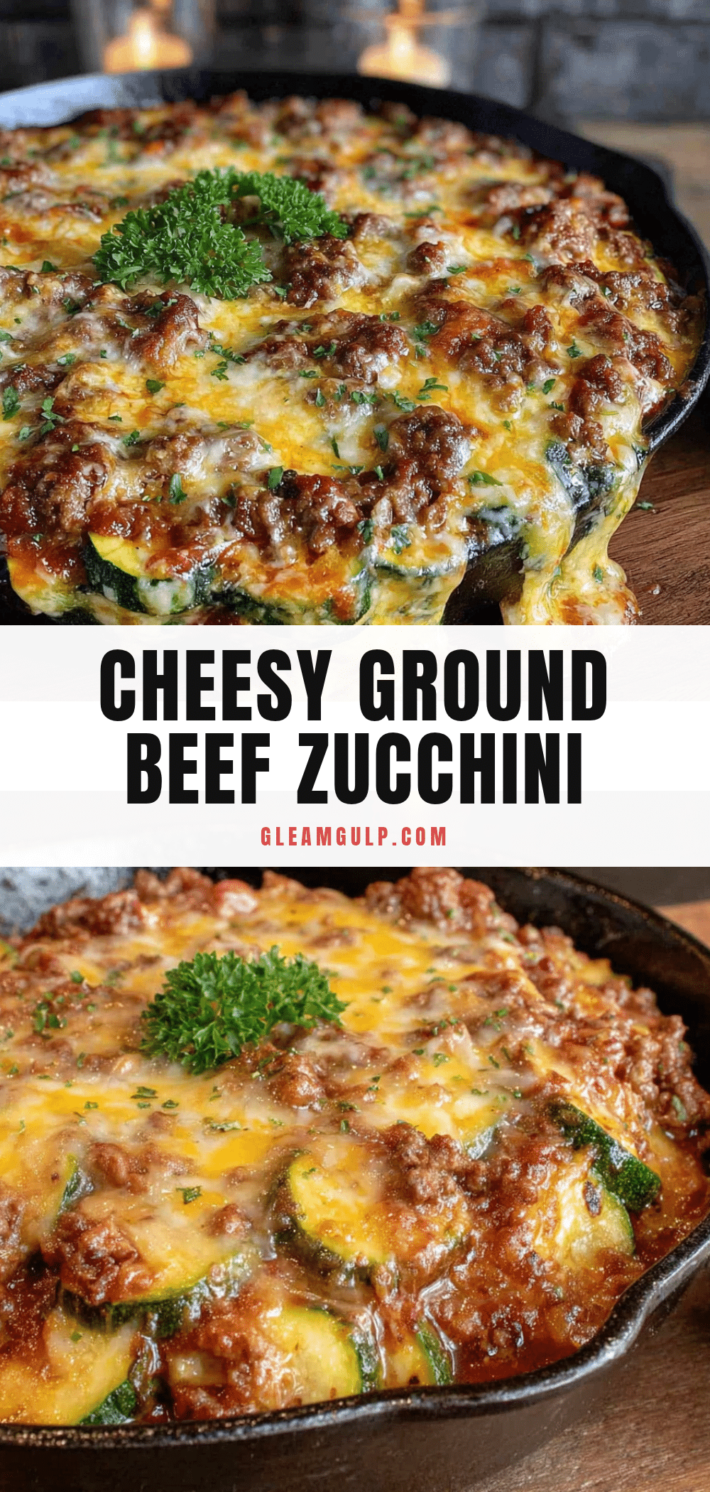 cheesy ground beef zucchini skillet recipe