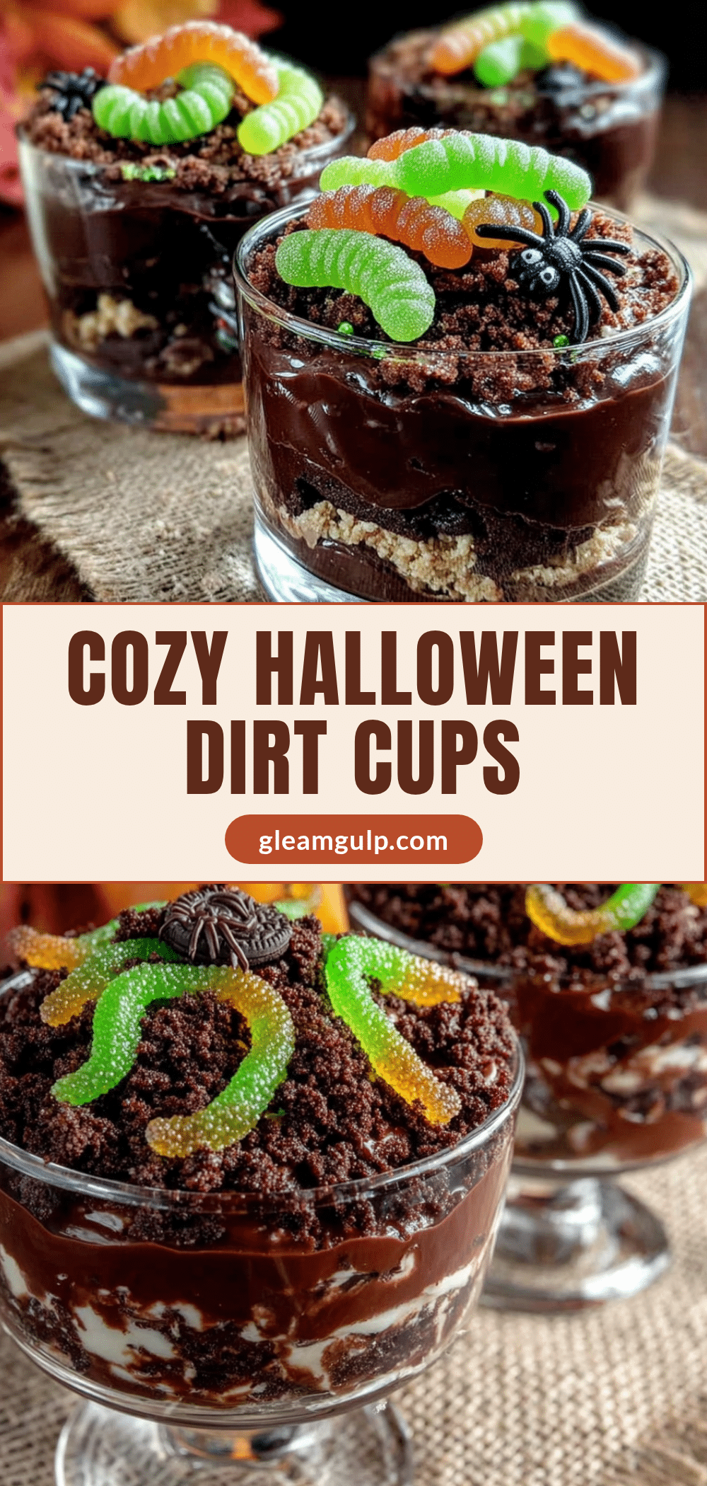 Cozy Halloween Dirt Cups with Gummy Worms recipe