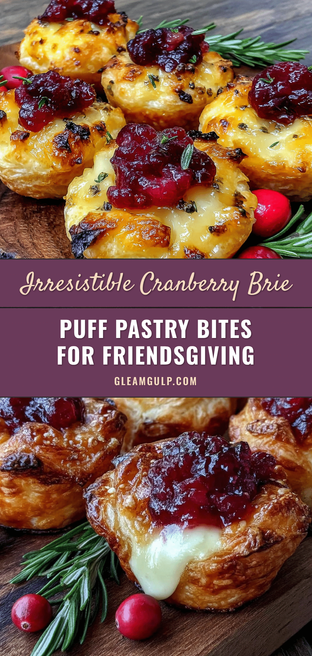 cranberry brie puff pastry bites recipe