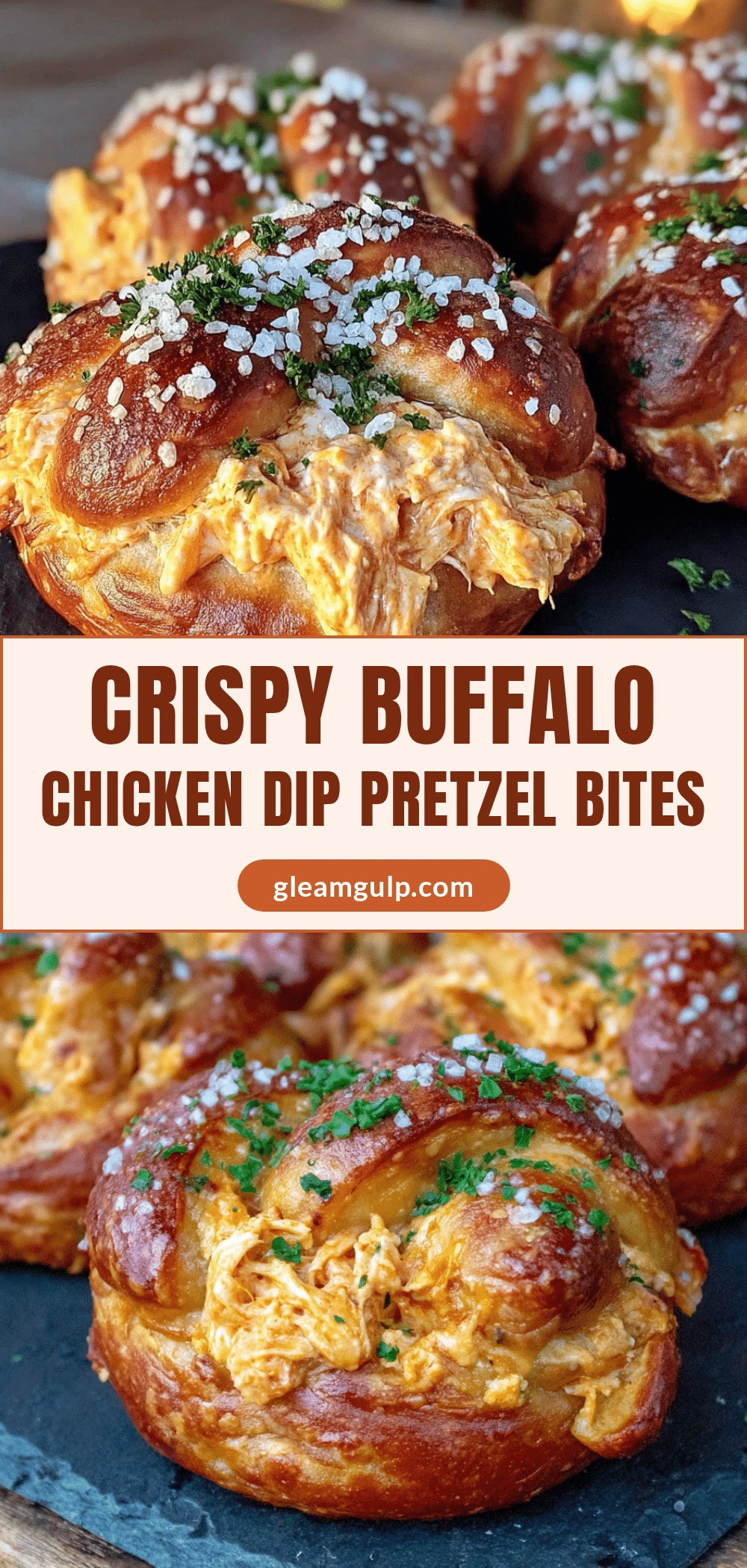 Crispy Buffalo Chicken Dip Pretzel Bites recipe