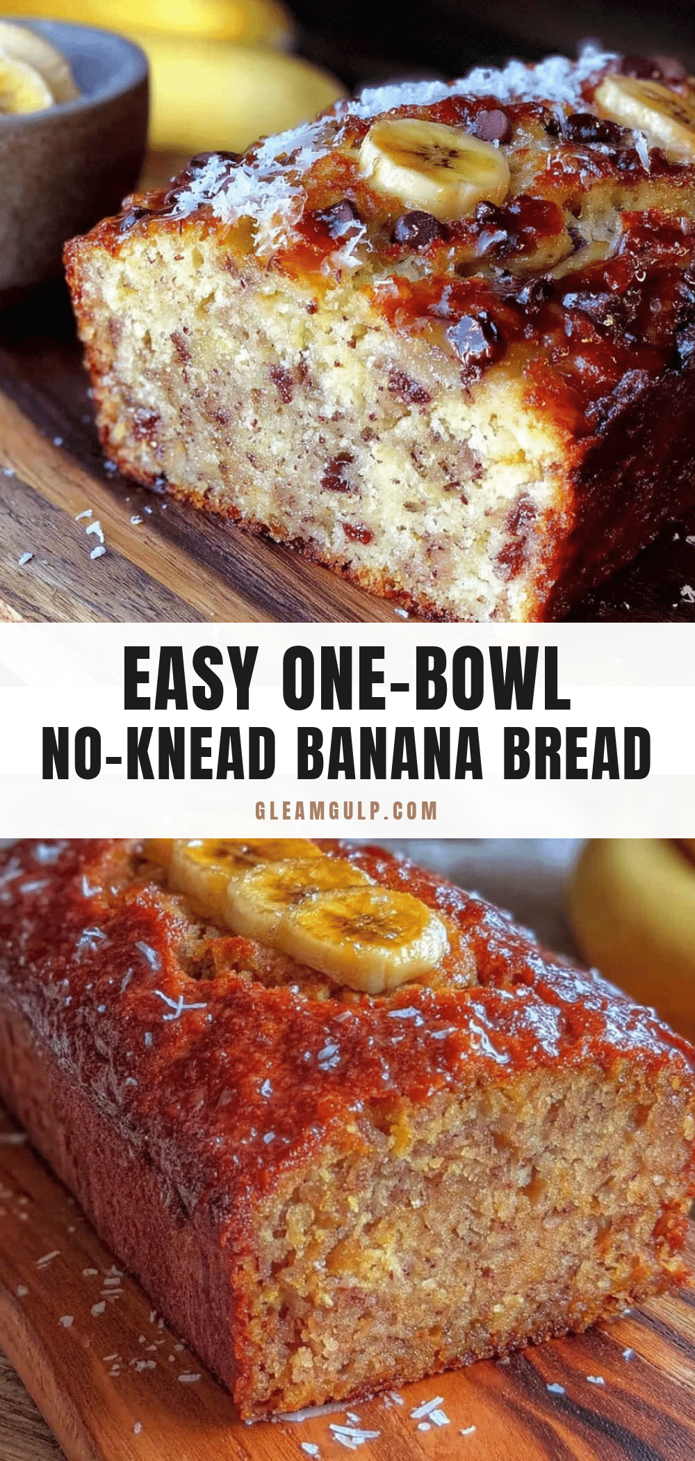 easy one-bowl no-knead banana bread recipe