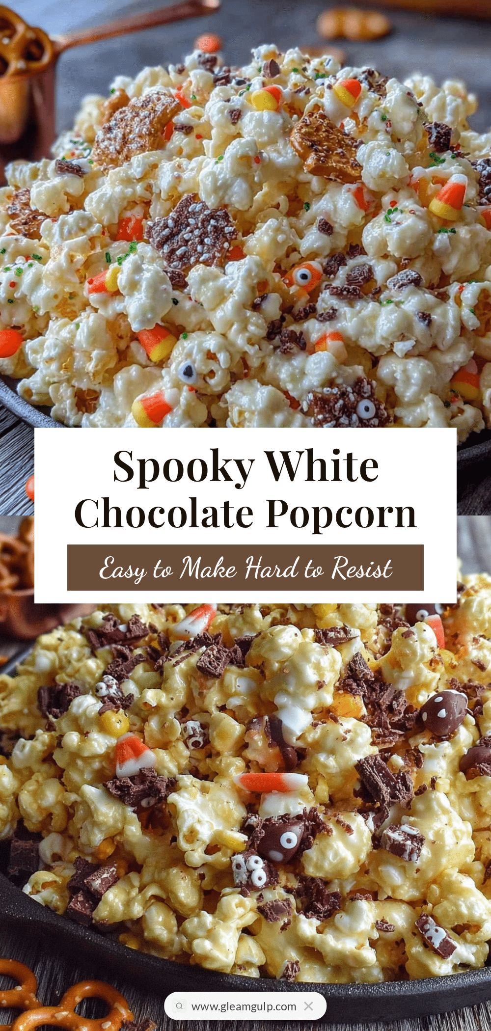 Easy spooky white chocolate popcorn mix recipe