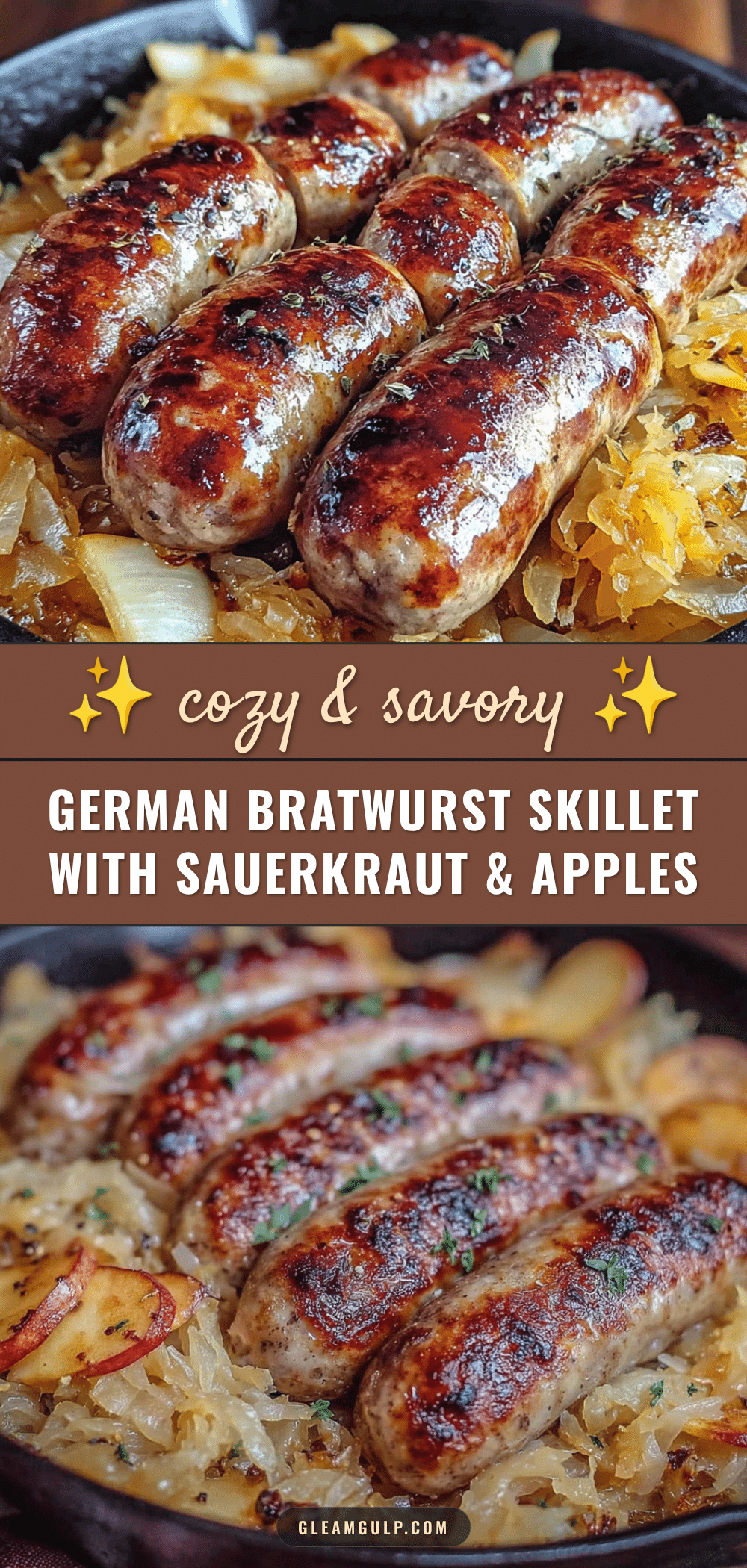 german bratwurst skillet with sauerkraut and apples recipe