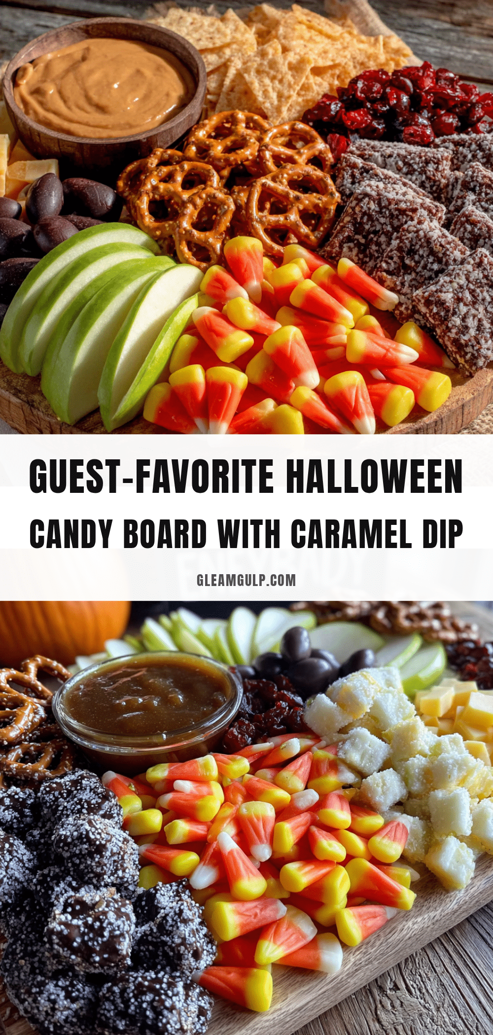 halloween candy board with caramel dip recipe