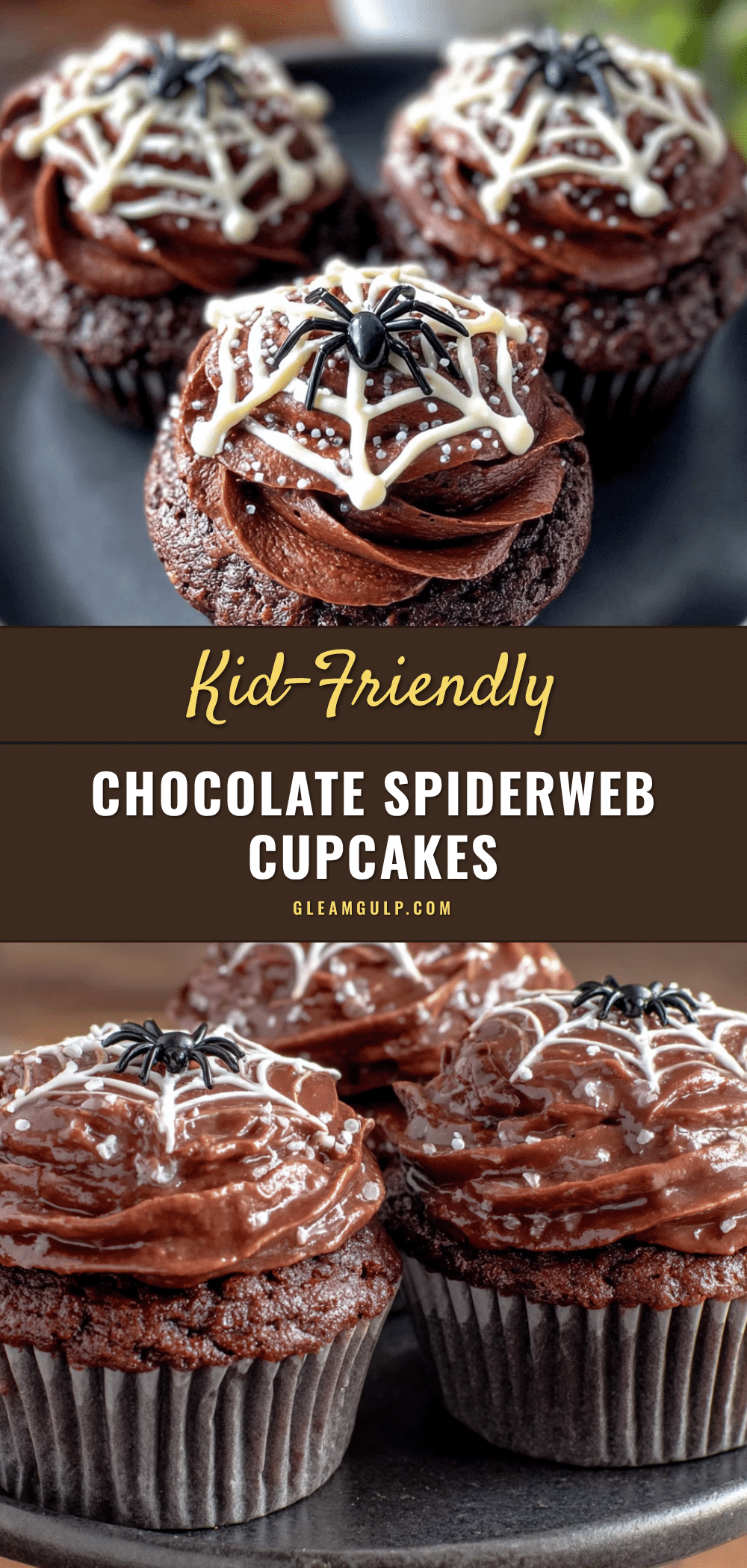 Kid-Friendly Chocolate Spiderweb Cupcakes recipe