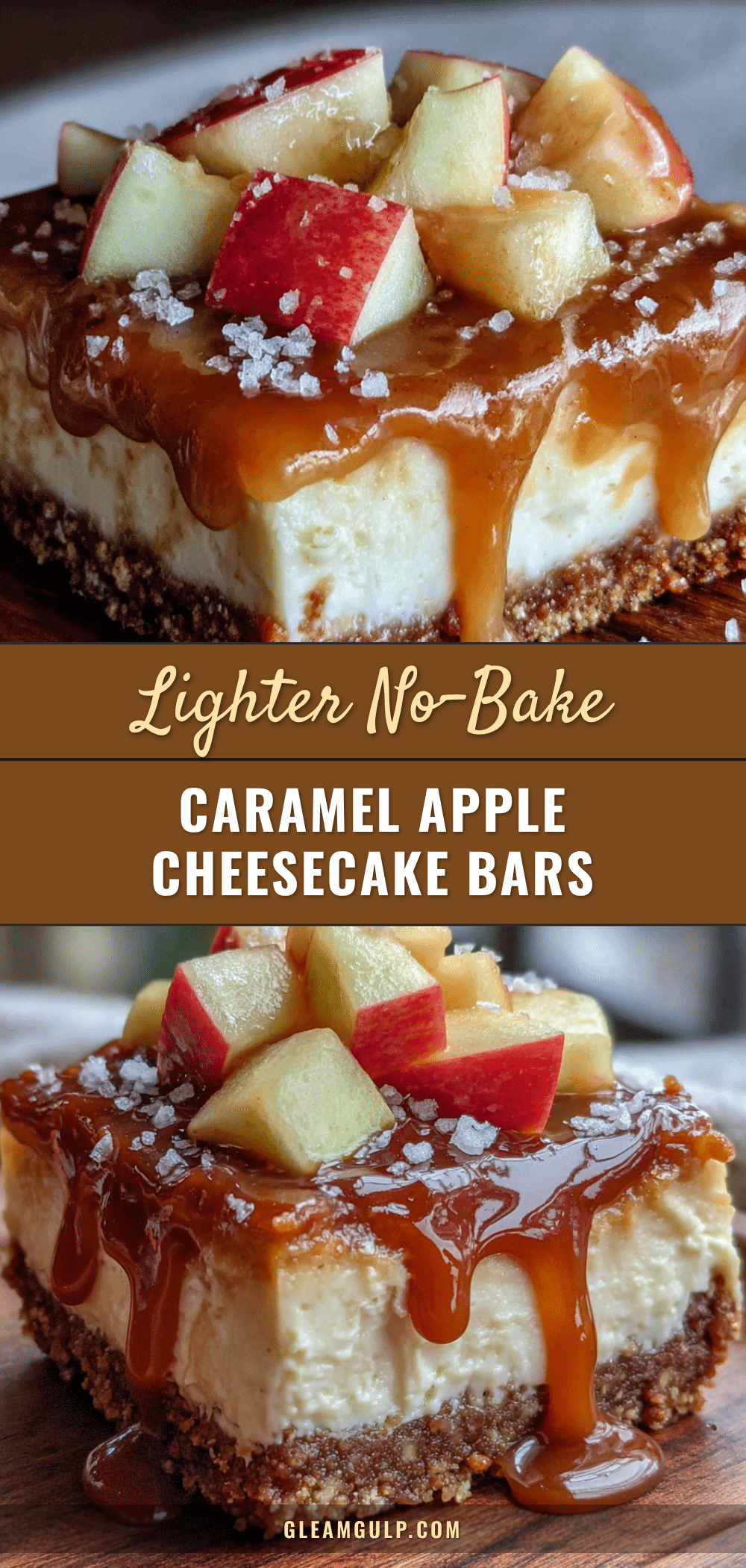no-bake caramel apple cheesecake bars recipe