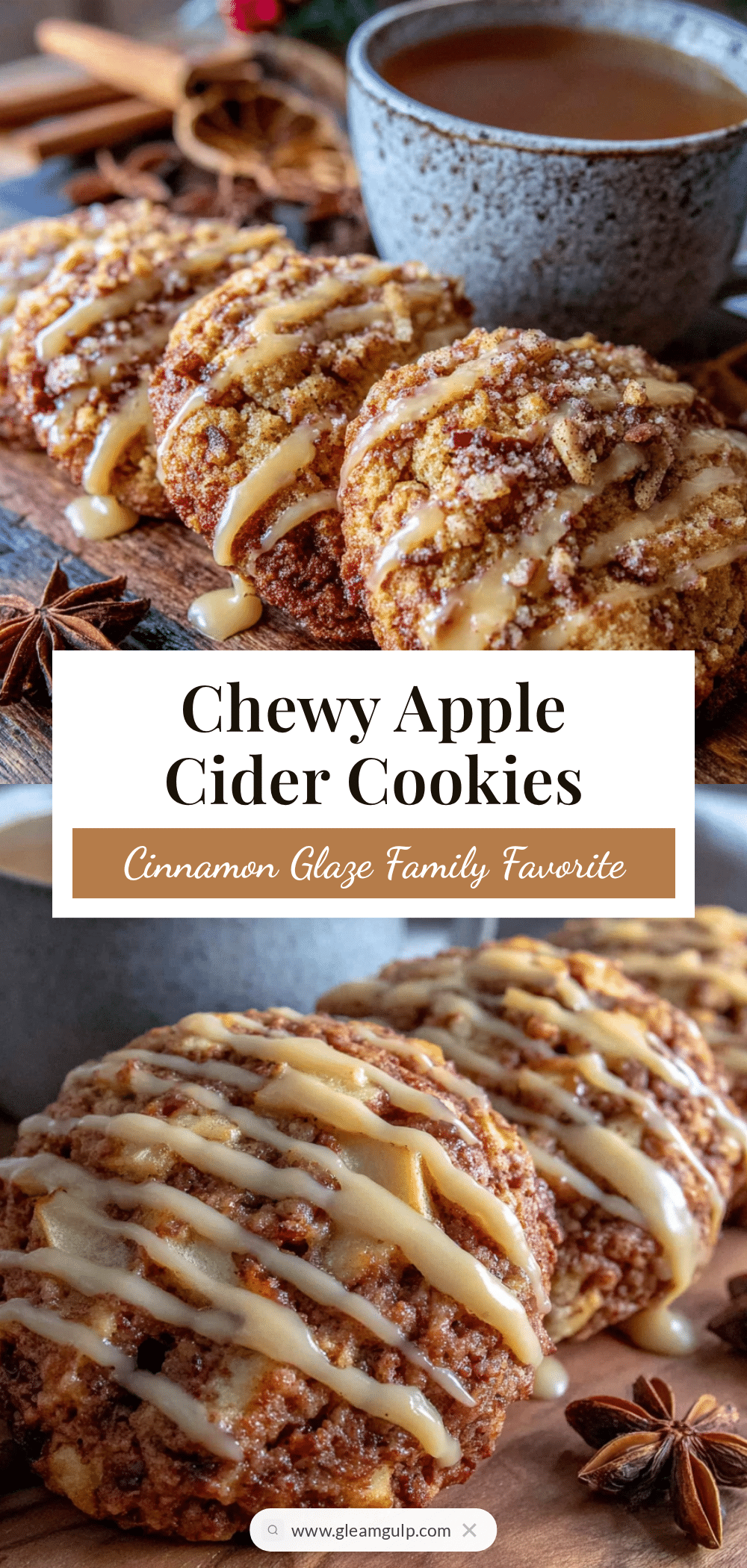 chewy apple cider cookies with cinnamon glaze recipe
