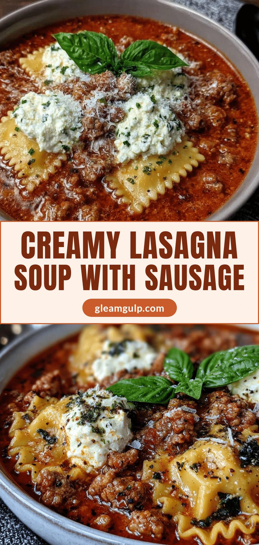 creamy lasagna soup with Italian sausage recipe