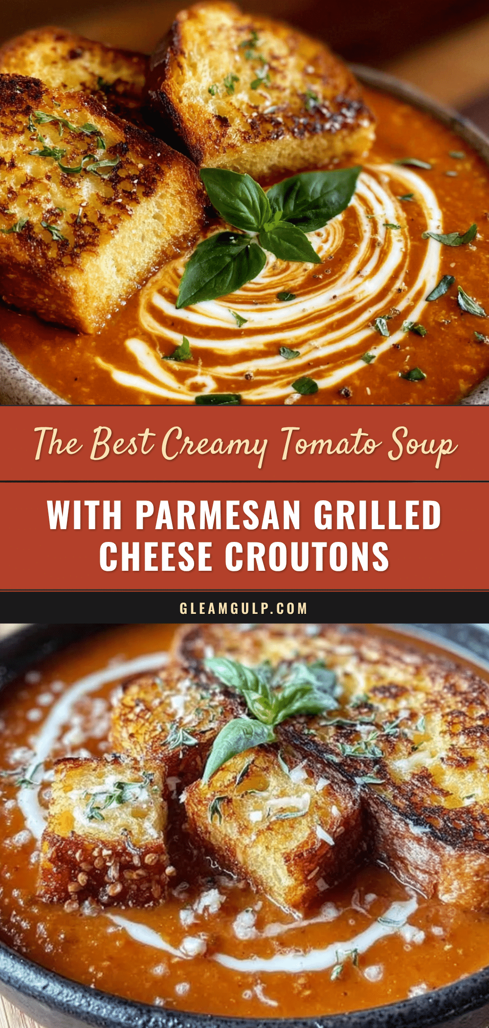 creamy tomato soup with parmesan grilled cheese croutons recipe