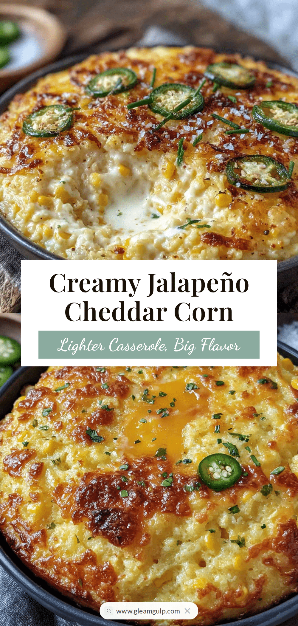 lighter creamy jalapeño cheddar corn casserole recipe