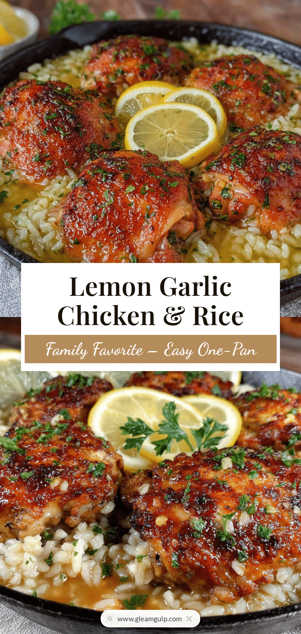 one-pan lemon garlic chicken and rice recipe